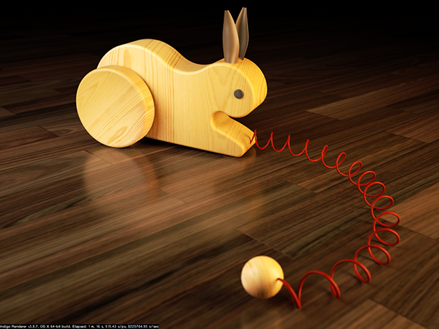 Toy bunny scene running on Mac Pro with dual D700 GPUs