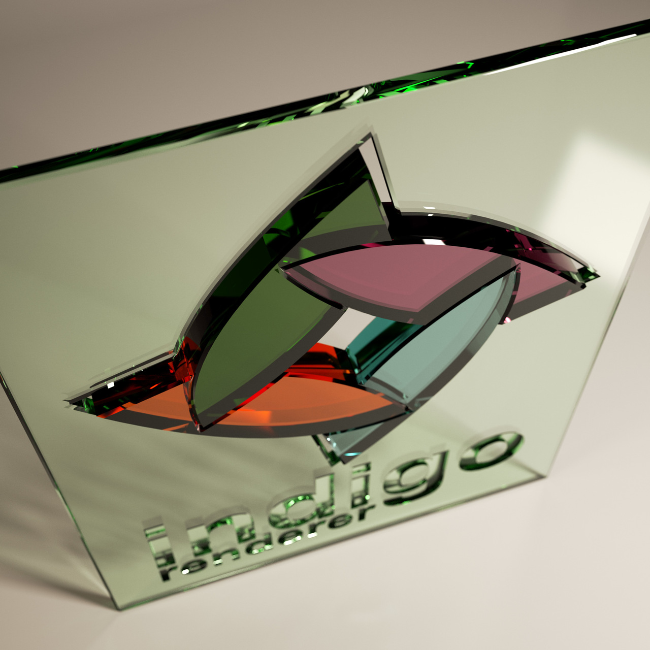 Indigo logo in glass